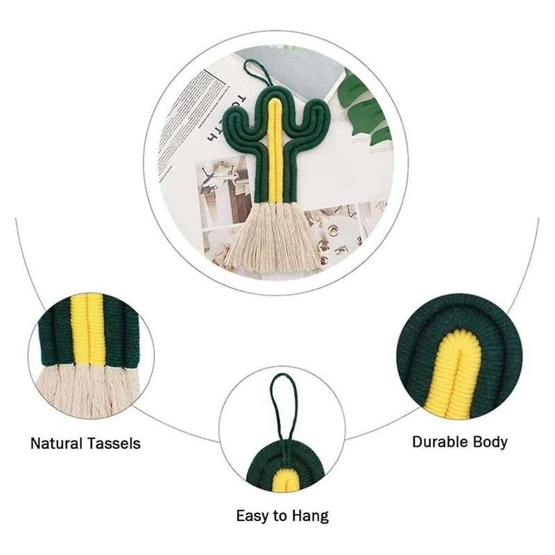 Ornament Cactus Room-Decor -Woven Wall Hanging Cute Nursery Wall Decor Gift Cute Swing Car Pendant L