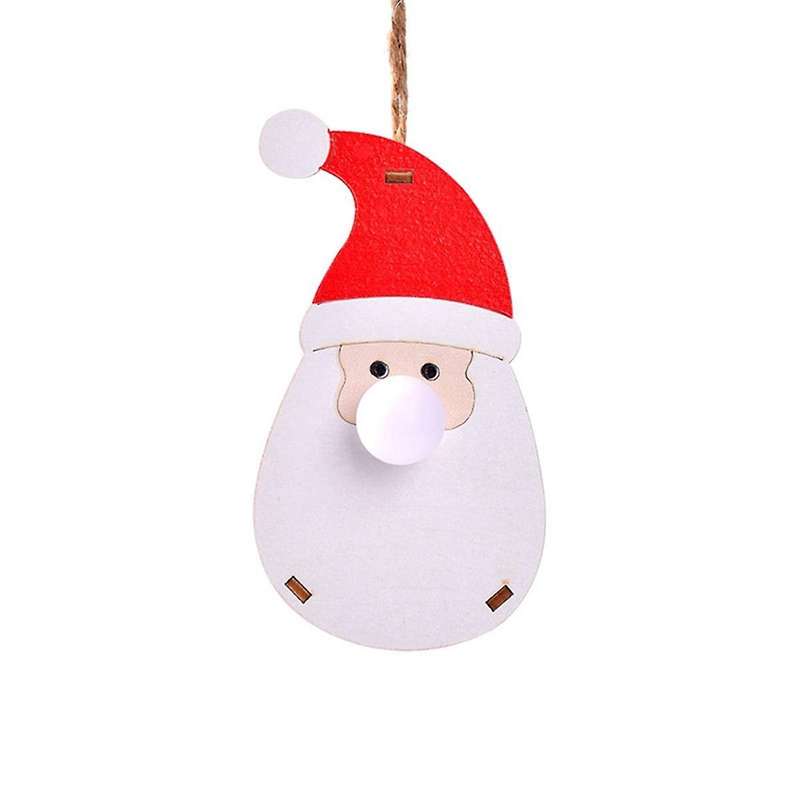 Ornaments Tree Lights Glow Figure Scene Decor -Decor Hanging Light for -Pendants Wooden Cartoon Lumi