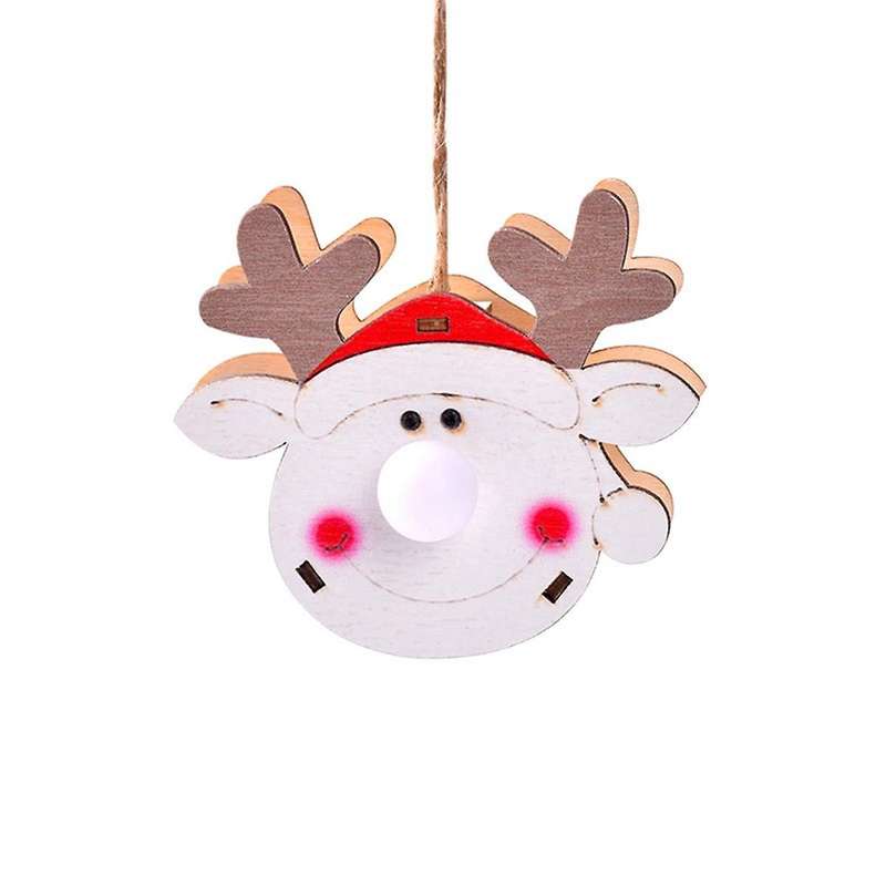 Ornaments Tree Lights Glow Figure Scene Decor -Decor Hanging Light for -Pendants Wooden Cartoon Lumi