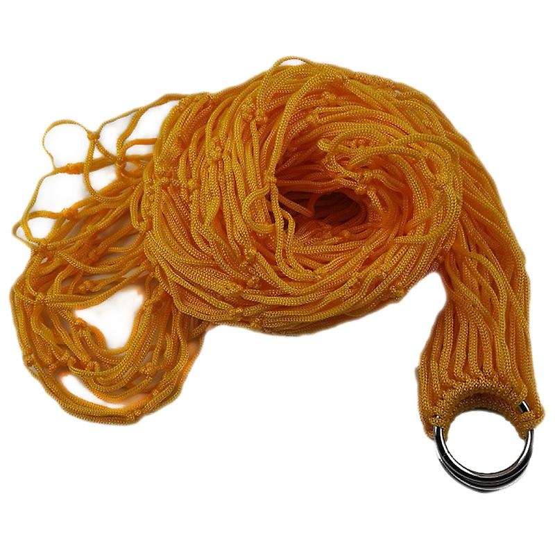 Outdoor 9 Orange Nylon Rope Hammock Portable Camping Leisure Mesh Hammock Swing