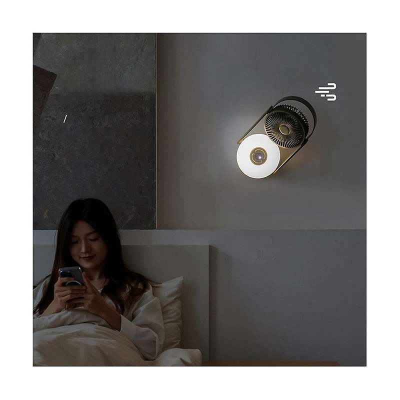 Outdoor 10000mah Camping Fan Night Light Household Desktop Shaking Head Electric Fan Mini Wall-moun