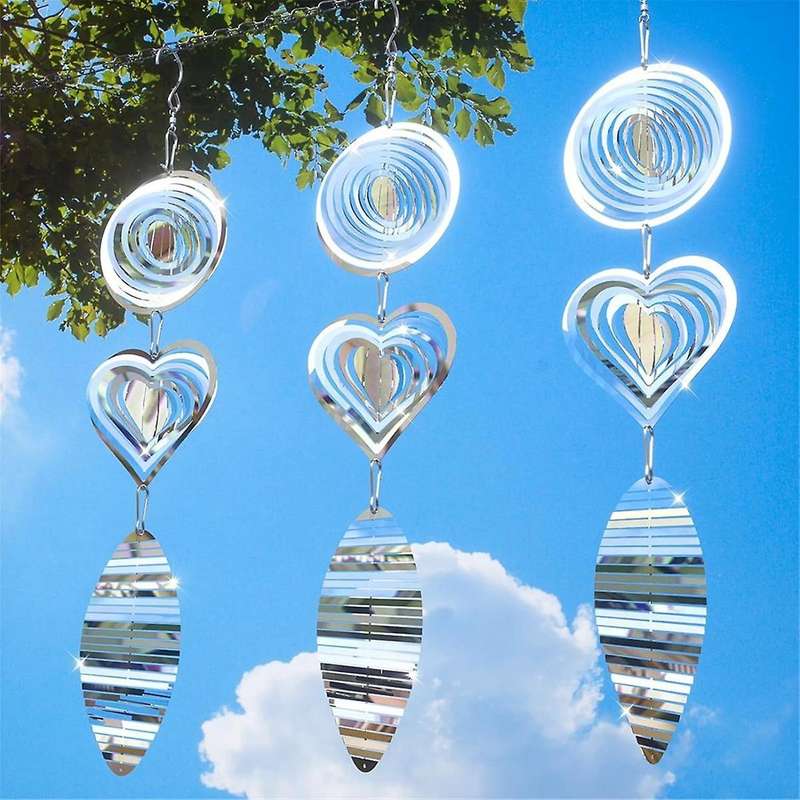 Outdoor Bird Deterrent Reflective 3D Stainless Steel Wind Rotor Bird Deterrent Anti-Woodpecker Pigeo