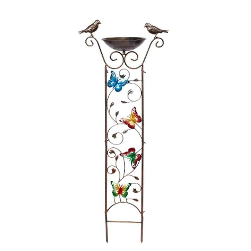 Outdoor Bird Bath Butterfly Garden Trellis Yard Decoration Metal Baths Bowl with Plant Climbing Fram
