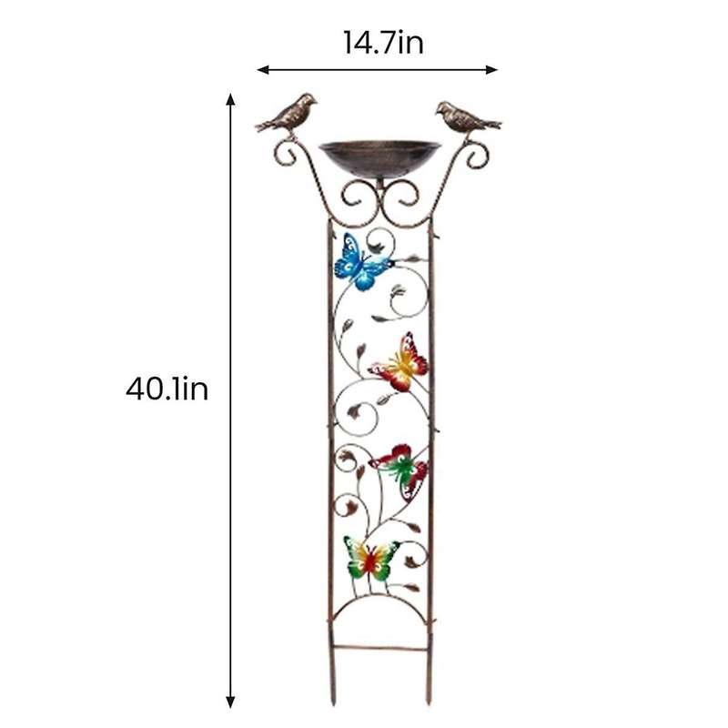 Outdoor Bird Bath Butterfly Garden Trellis Yard Decoration Metal Baths Bowl with Plant Climbing Fram