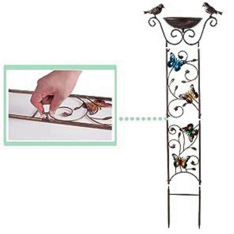 Outdoor Bird Bath Butterfly Garden Trellis Yard Decoration Metal Baths Bowl with Plant Climbing Fram