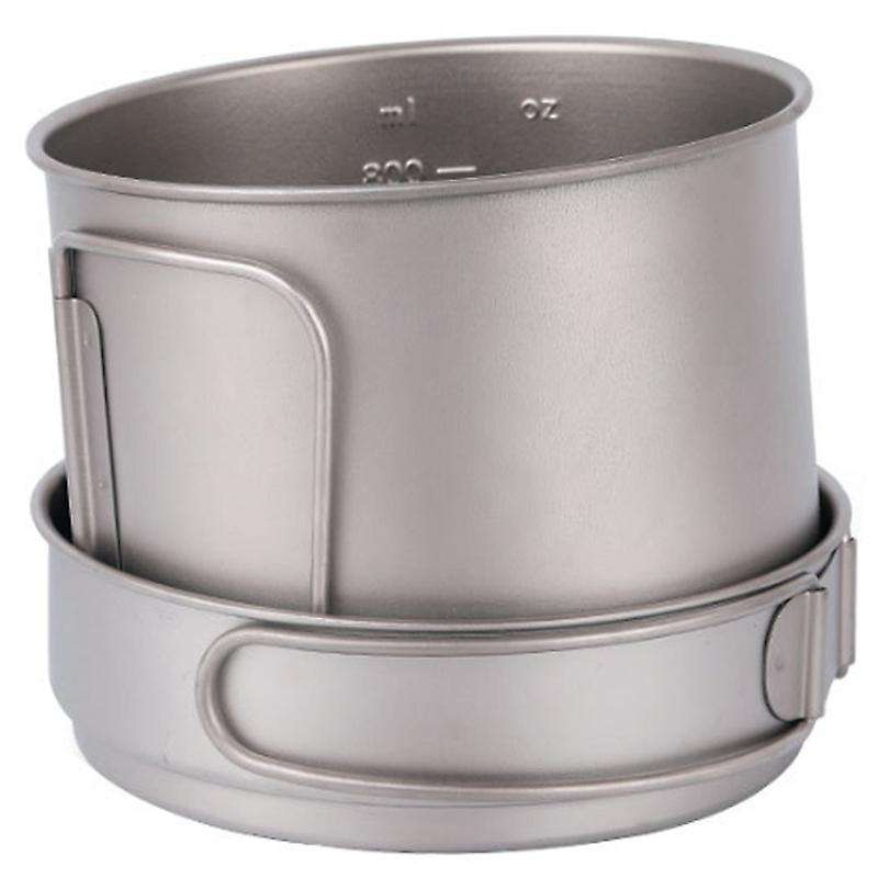 Outdoor Camping Cookware Set Titanium Cookset 900Ml Pot and 350Ml Fry Pan with Folding Handles Campi
