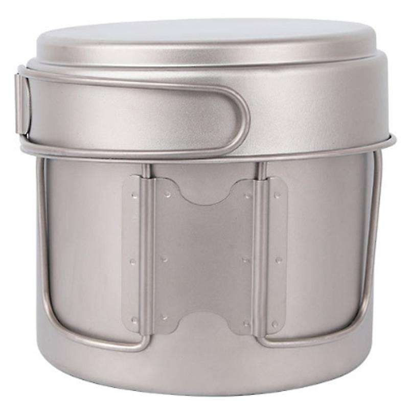 Outdoor Camping Cookware Set Titanium Cookset 900Ml Pot and 350Ml Fry Pan with Folding Handles Campi