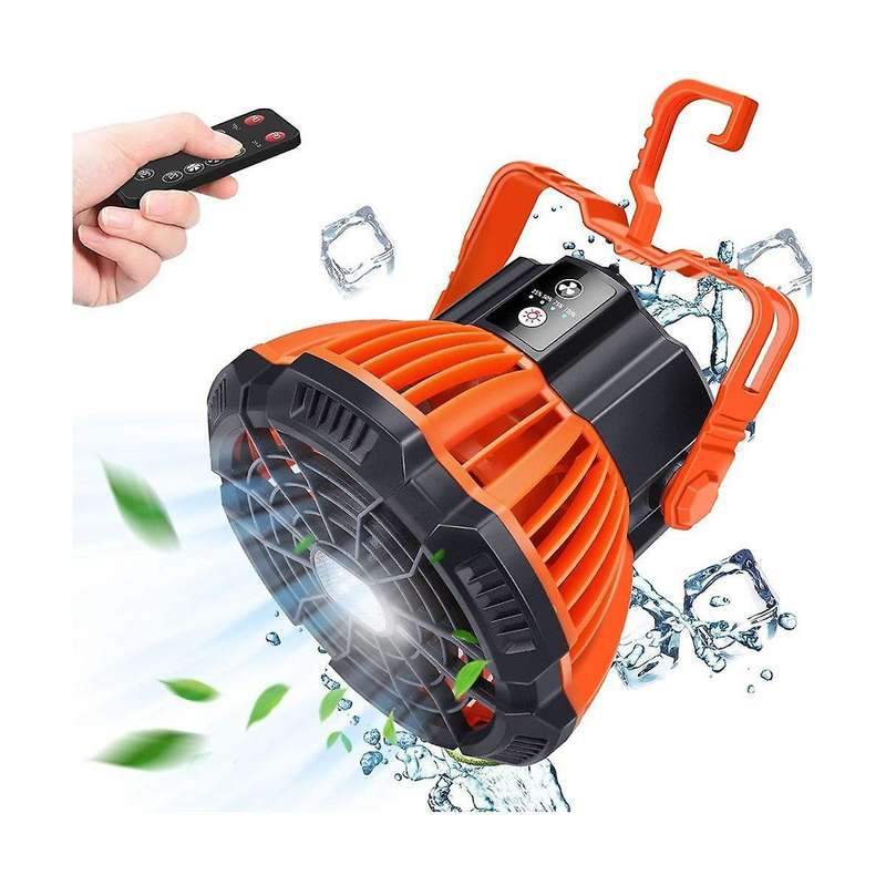 Outdoor Camping Fan with Led Lantern Portable Battery Operated Fan with Hang Hook Rechargeable Outd