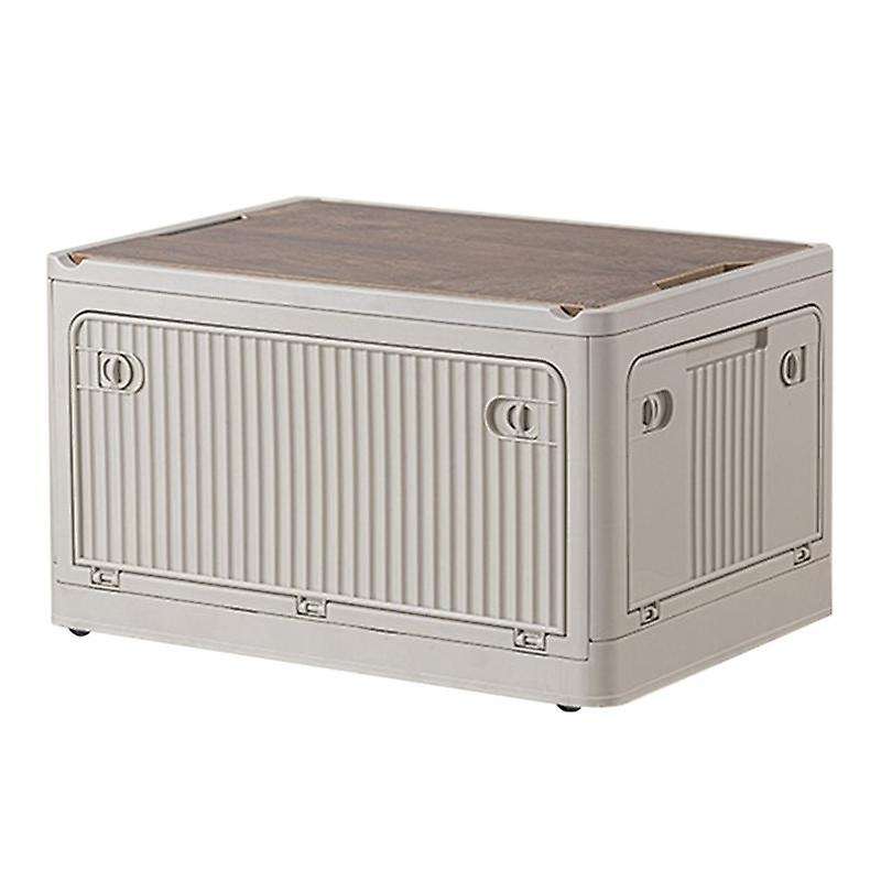 Outdoor Camping Folding Box with Wooden Lid Capacity Car Storage Box Food Organizer Container for Ho