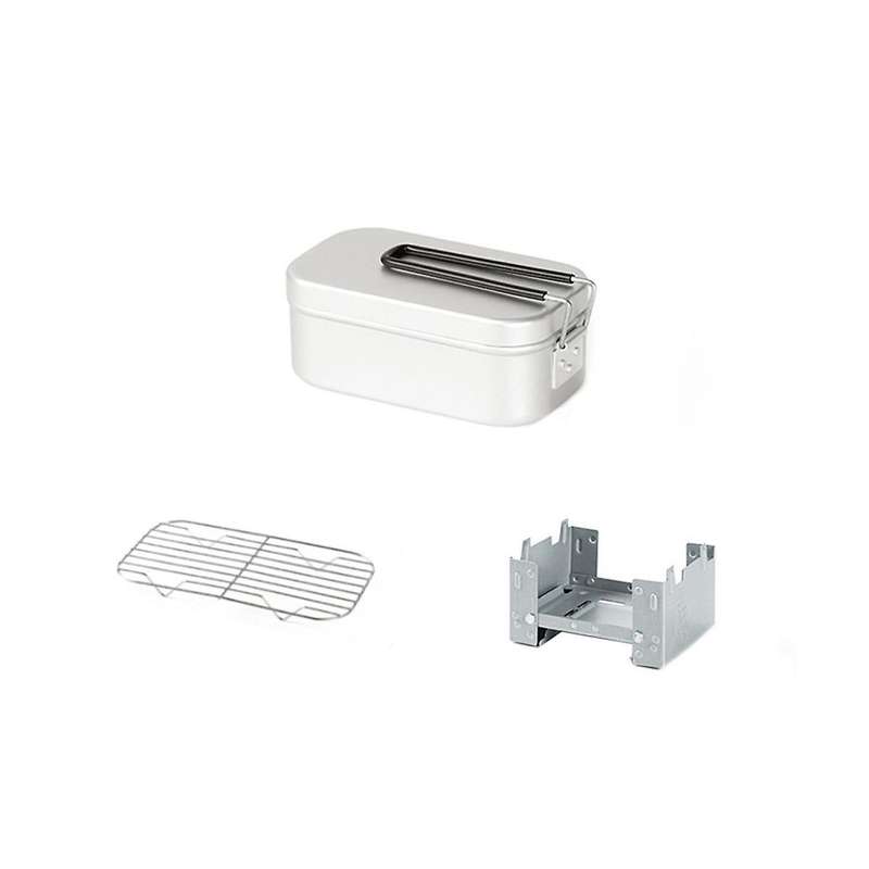 Outdoor Camping Picnic Box Aluminum Rectangular Lunch Box Foldable Handle Metal Bento Food Container
