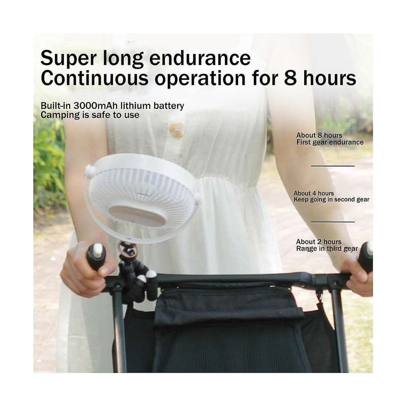 Outdoor Camping Tent Ceiling Fan 3000mah Rechargeable 3-gear Suspended Mosquito Net Desktop Fan In
