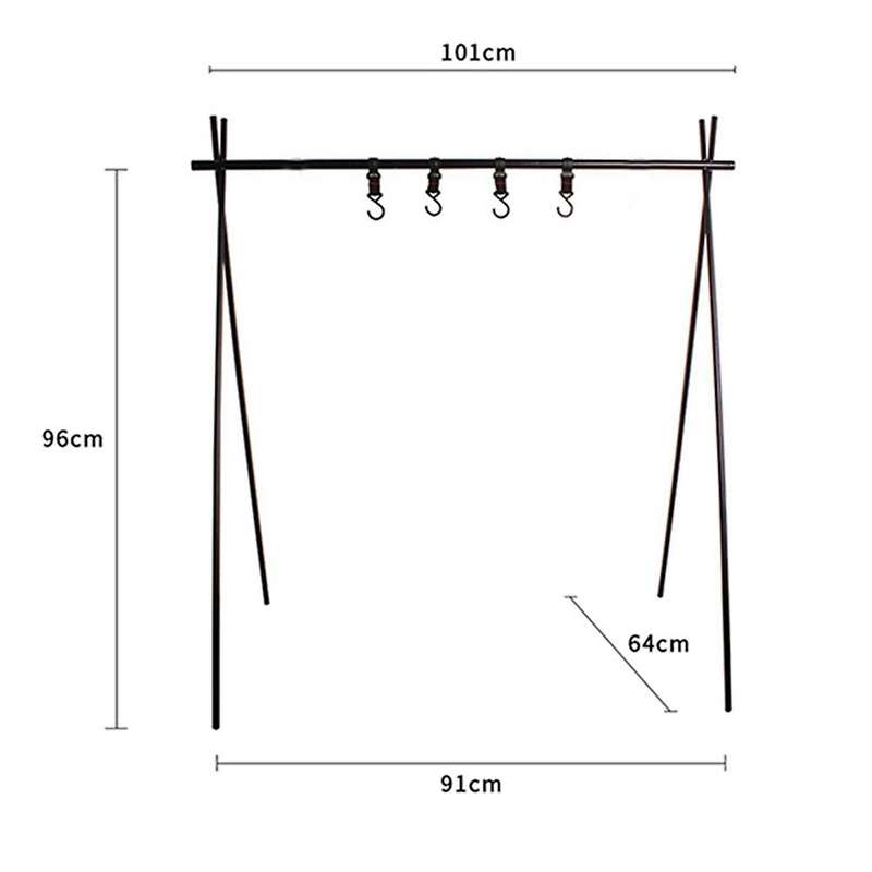 Outdoor Cooking Utensils Hanger Foldable Camping Clothes Hanger Triangular Pot Hanger Suitable For