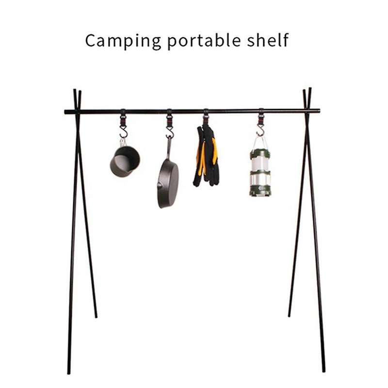 Outdoor Cooking Utensils Hanger Foldable Camping Clothes Hanger Triangular Pot Hanger Suitable For
