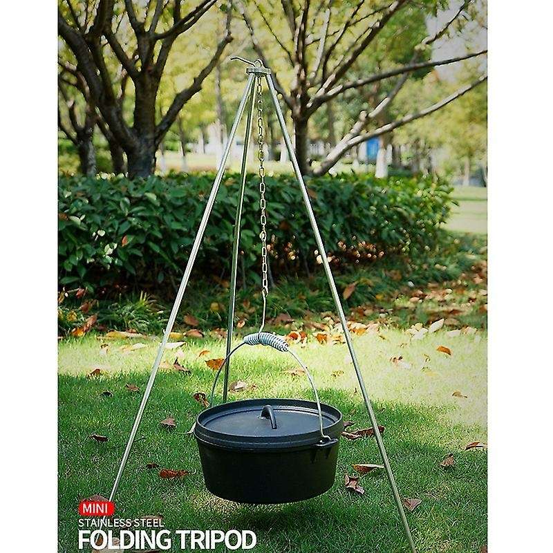 Outdoor Cooking Tripod Set Folding Campfire Grill Grate Stand Camping Fire Pit Tool Bonfire Party Pi