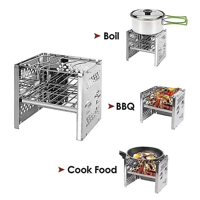 Outdoor Folding Wood Stoves Camping Picnic Hiking Firewoods Furnace Stainless Steel Burning Cooking