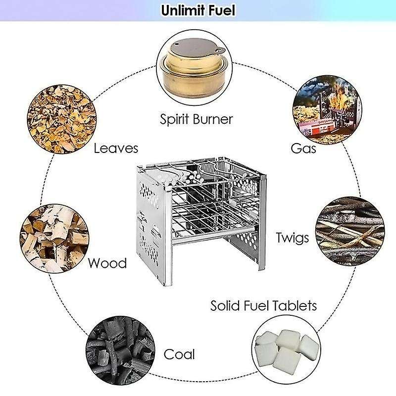 Outdoor Folding Wood Stoves Camping Picnic Hiking Firewoods Furnace Stainless Steel Burning Cooking