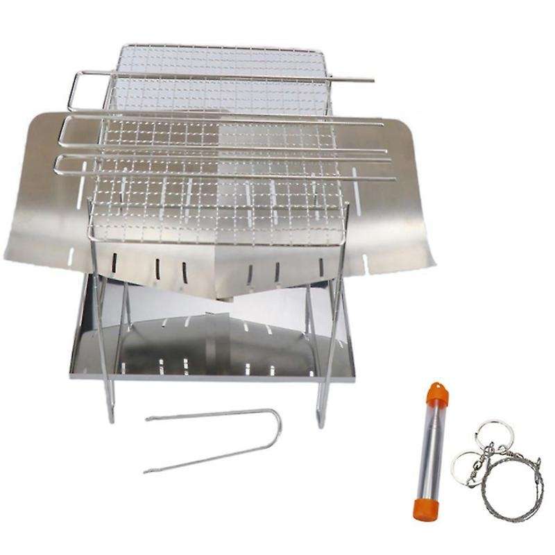 Outdoor Foldable Portable Stainless Steel Barbecue Grill Convenient Camping Barbecue Grill Wood Stov