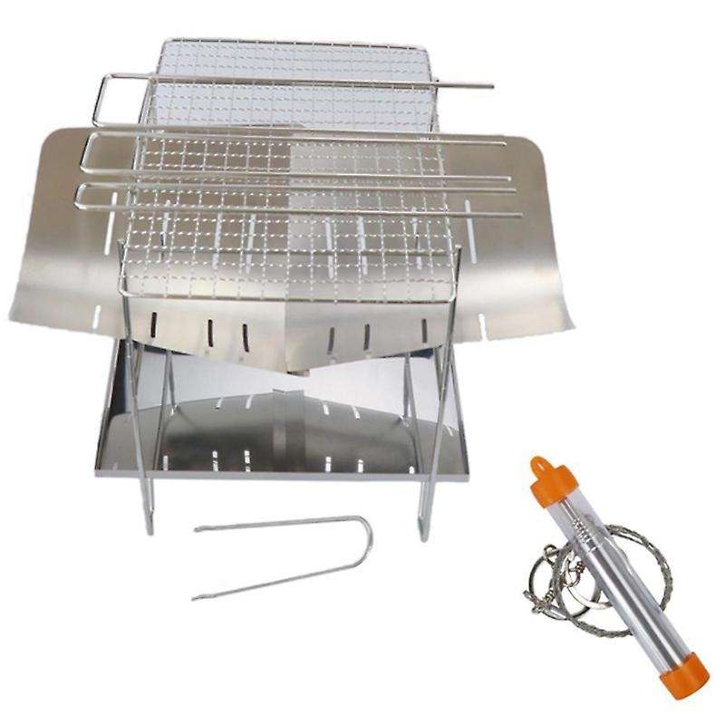 Outdoor Foldable Portable Stainless Steel Barbecue Grill Convenient Camping Barbecue Grill Wood Stov