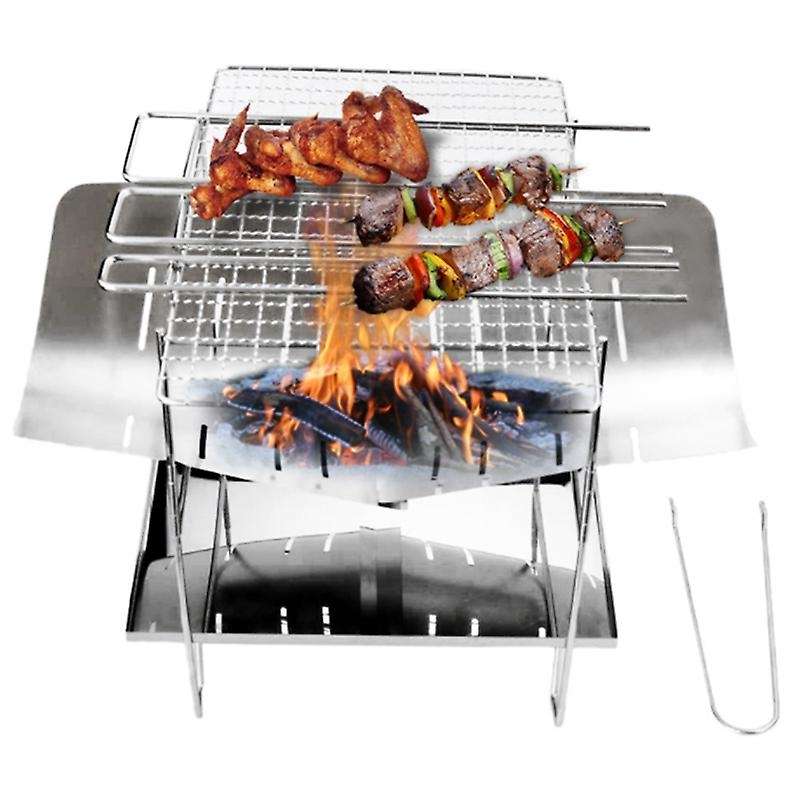 Outdoor Foldable Portable Stainless Steel Barbecue Grill Convenient Camping Barbecue Grill Wood Stov