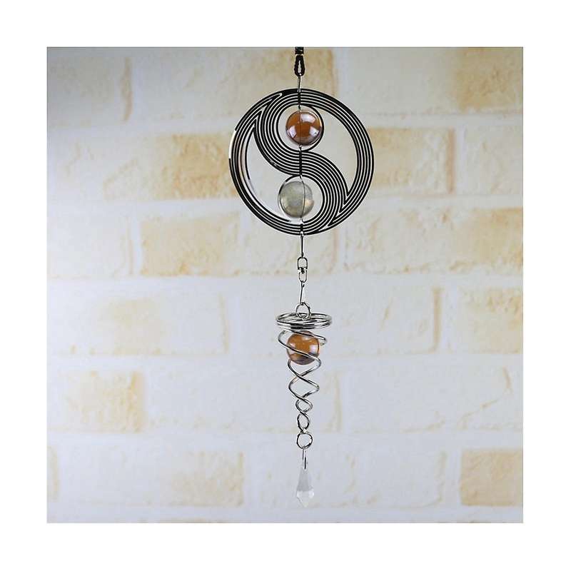 Outdoor Garden Craft Wind Chimes Yinyang with Crystal Ball Pendant Tai Metal Indoor Home Decor Hangi