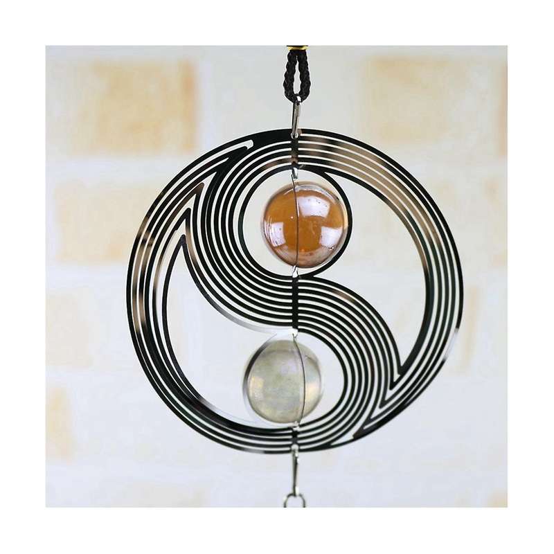 Outdoor Garden Craft Wind Chimes Yinyang with Crystal Ball Pendant Tai Metal Indoor Home Decor Hangi