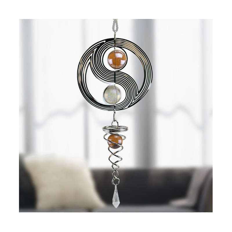 Outdoor Garden Craft Wind Chimes Yinyang with Crystal Ball Pendant Tai Metal Indoor Home Decor Hangi