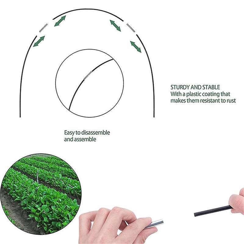 Outdoor Garden Greenhouse Plant Tunnel Support Frame Crop Protection Kit Fiber Rod Insect Net Arch S