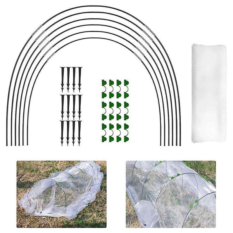 Outdoor Garden Greenhouse Plant Tunnel Support Frame Crop Protection Kit Fiber Rod Insect Net Arch S