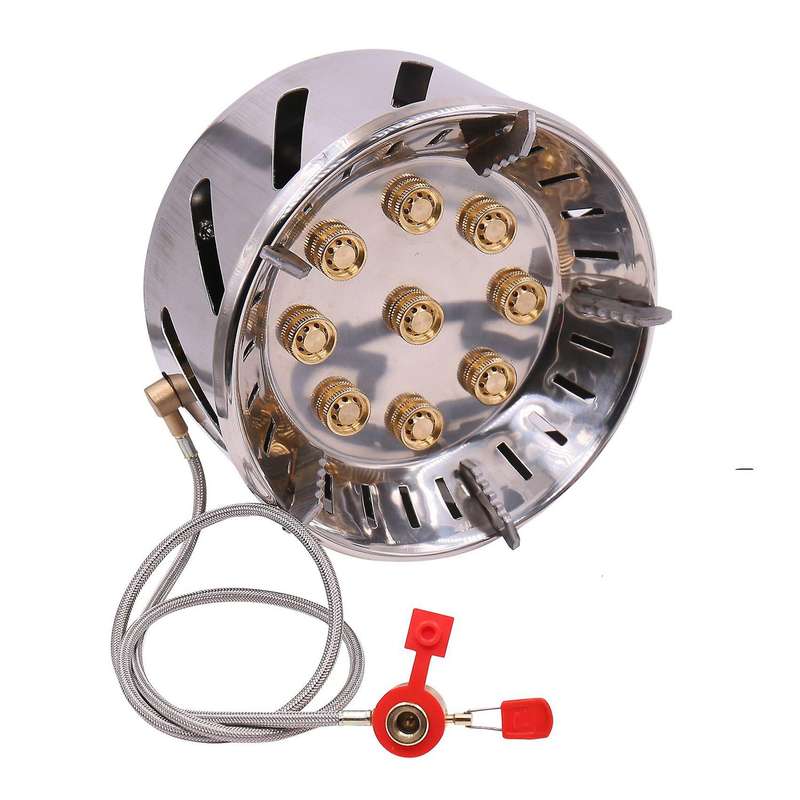 Outdoor Gas Stove Burner Blue Flame 9 Fire Holes Gas Burner Firepower Adjustable Enamel Layer Heater