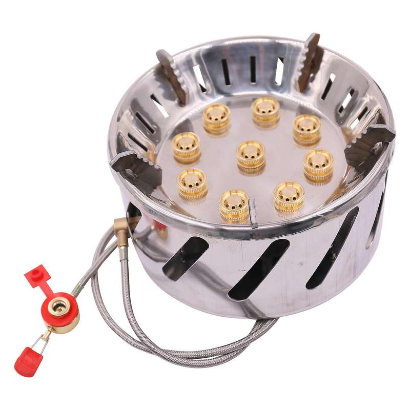 Outdoor Gas Stove Burner Blue Flame 9 Fire Holes Gas Burner Firepower Adjustable Enamel Layer Heater