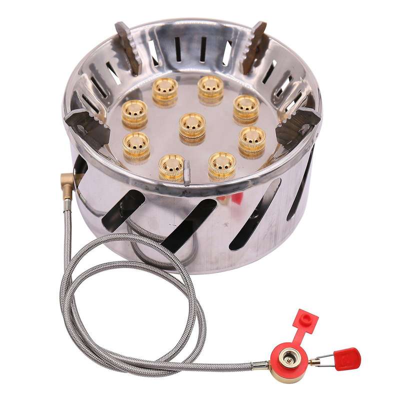 Outdoor Gas Stove Burner Blue Flame 9 Fire Holes Gas Burner Firepower Adjustable Enamel Layer Heater