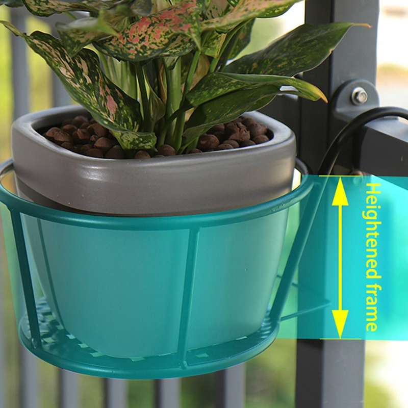 Outdoor Hanging Basket Plant Iron Racks Flower Holder Shelf Fence Balcony Round Flower Pot Decoratio
