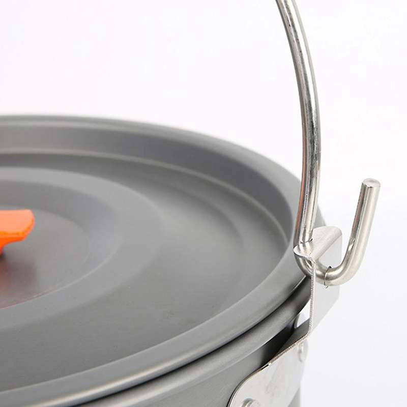 Outdoor Hanging Pot Picnic Pot Alumina Large-Capacity Tableware Camping Bonfire Stove for 5-6 People