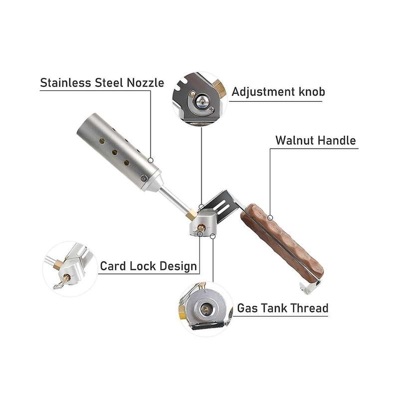 Outdoor Gas Torch 3600kacl High Power Folding Walnut Handle Outdoor Camping Bbq Bonfire Wood Stove B