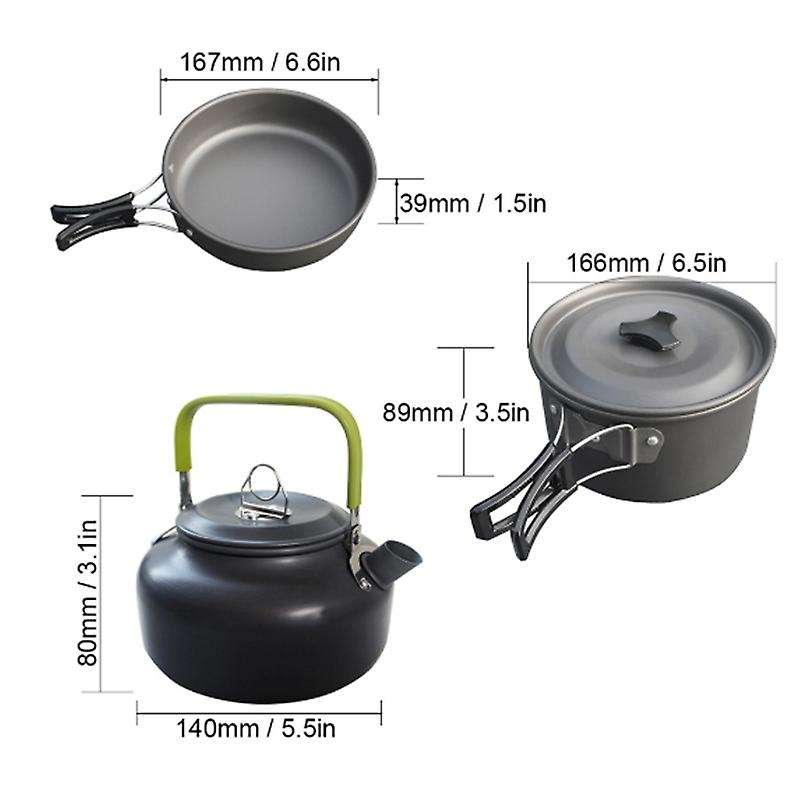 Outdoor Hiking Camping Set Pot Teapot Wood Stove Combination Outdoor Cooking Utensils with Wood Stov