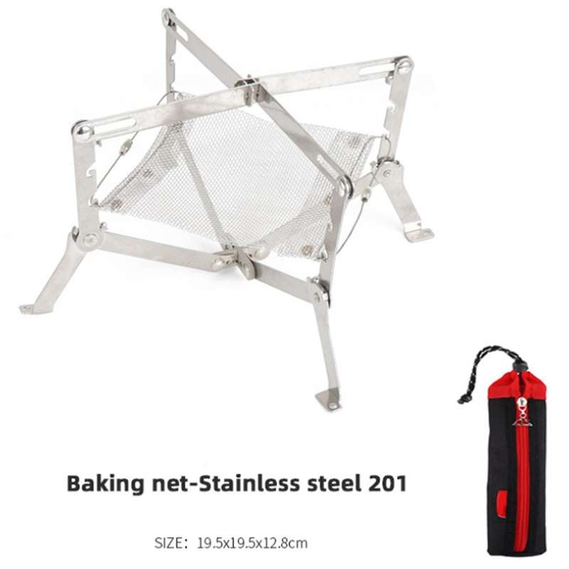 Outdoor Mini Campfire Rack Camping Stainless Steel Barbecue Rack Charcoal Wood Stove Picnic Fire Rac