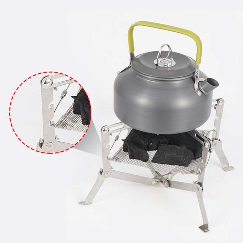 Outdoor Mini Campfire Rack Camping Stainless Steel Barbecue Rack Charcoal Wood Stove Picnic Fire Rac