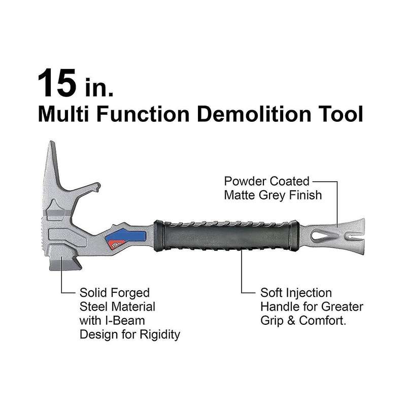 Outdoor Multifunctional Hammer Nail Remover Crowbar Fire Tool Demolition Tool