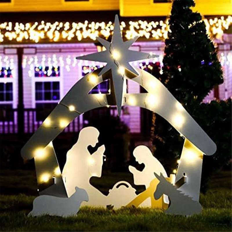 Outdoor Nativity Scene, Weatherproof Nativity Sets for Christmas Outdoor Decor, Lighted Decoration