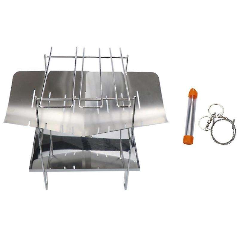 Outdoor Portable Stainless Steel Folding Barbecue Grill BBQ Grill Camping Wood Stove Burning Table P
