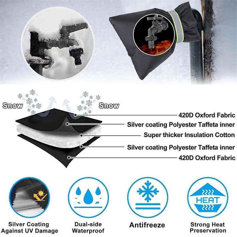 Outdoor Reflective Faucet Covers 2 Pack for Winter 8.27 X 5.9 Inch, Reusable Waterproof Insulated S