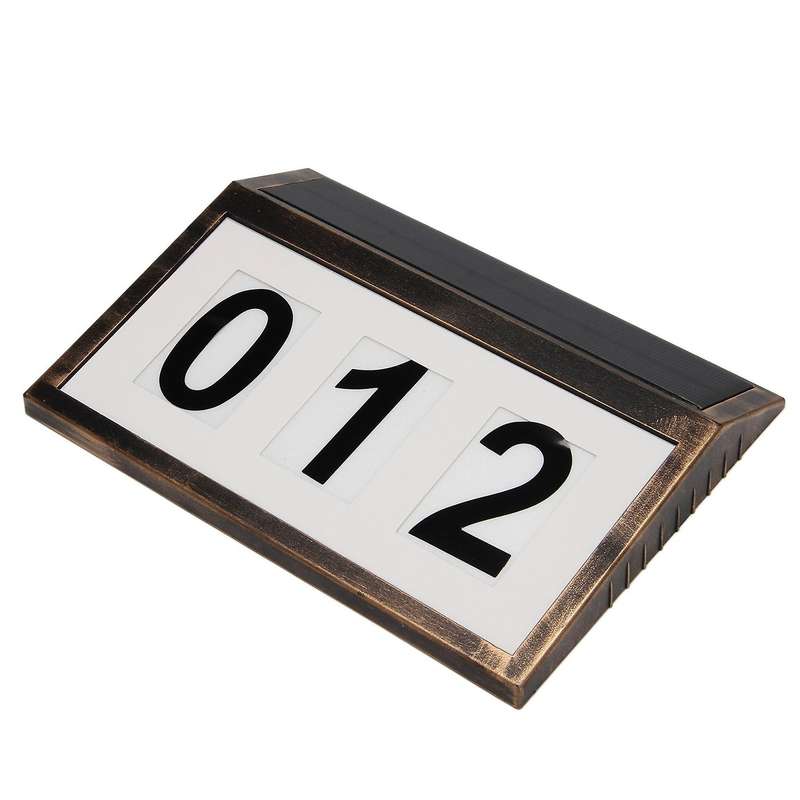 Outdoor Solar LED House Number Light Energy Saving Solar Door Plate Light DIY Garden Garage Door Num