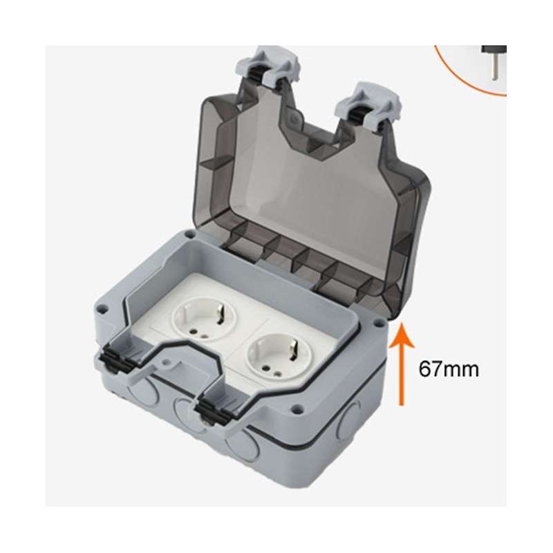 Outdoor Socket Waterproof Socket with Switch Indicator Light, Wall Socket Wet Room Surface-mounted P