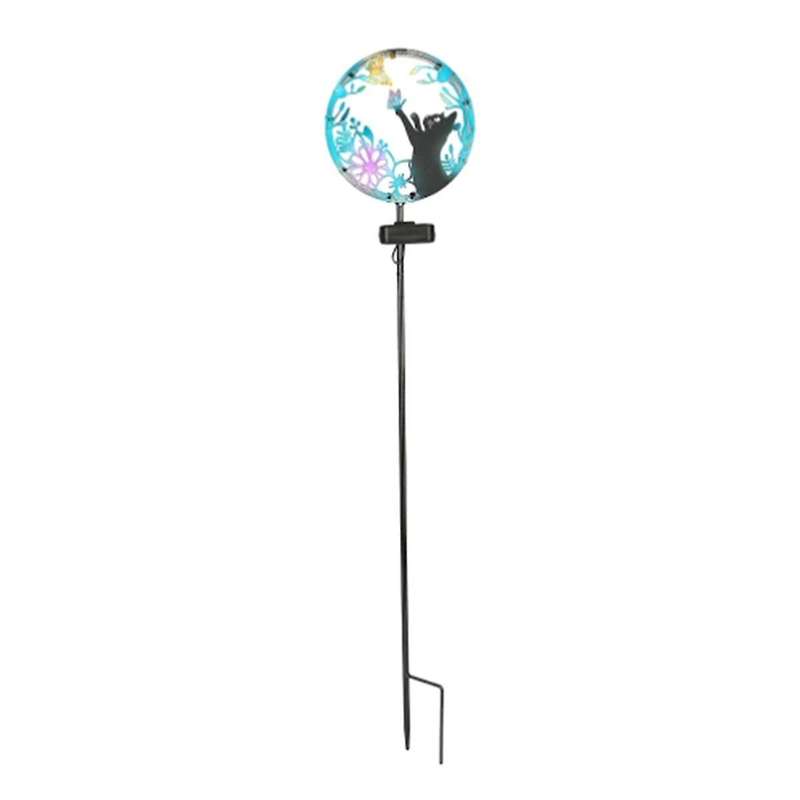 Outdoor Solar Cat Stake Light Metal Cat Figurine with Solar Lights Garden Decor Patio Lawn