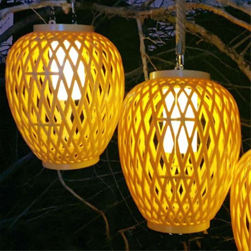 Outdoor Solar Imitation Rattan Lantern Courtyard Balcony Garden Decoration Candle Lights Atmosphere