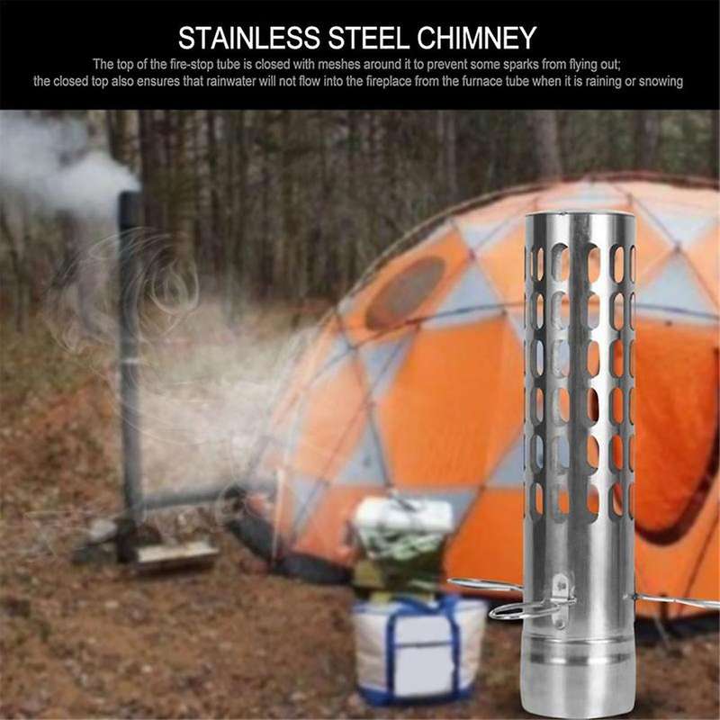 Outdoor Stove Chimney Pipe Stainless Steel Camping Wood Fire Heating Stove Boiler Exhaust Pipe Smok