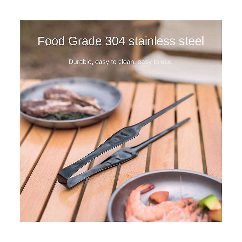 Outdoor Stainless Steel Barbecue Clip Set Chopsticks Bread Clip Black Sharing Chopsticks Steak Food