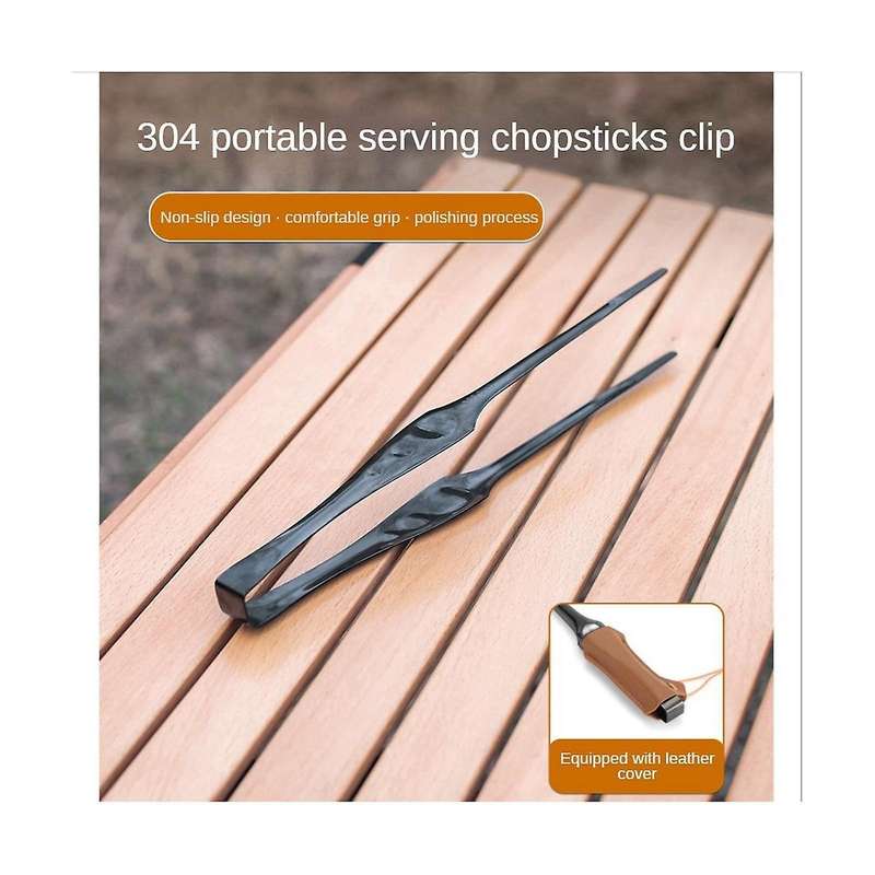 Outdoor Stainless Steel Barbecue Clip Set Chopsticks Bread Clip Black Sharing Chopsticks Steak Food