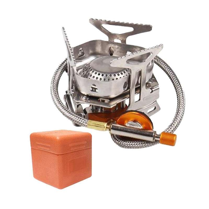 Outdoor Stove Portable Stainless Steel Camping Gas Stove Windproof Stove Picnic Stove Silver