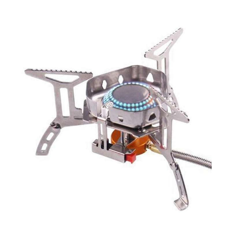 Outdoor Stove Portable Stainless Steel Camping Gas Stove Windproof Stove Picnic Stove Silver